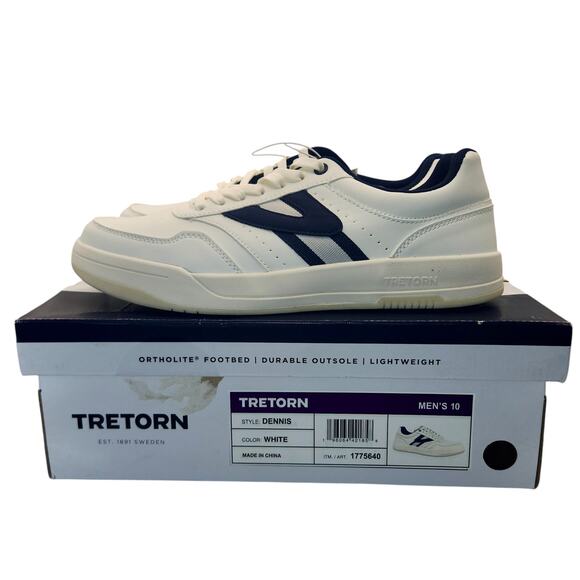 TRETORN Men White Blue Dennis Athletic Tennis Sneaker Shoes size 10 NEW IN BOX - Picture 2 of 6